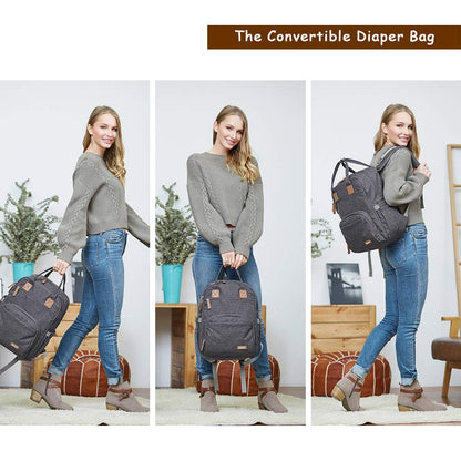 Diaper Bag Backpack,  Large Unisex Baby Bags Multifunction Travel Back Pack for Mom and Dad with Changing Pad and Stroller Straps, Dark Gray