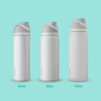 Freesip Insulated Stainless Steel Water Bottle with Straw, Bpa-Free Sports Water Bottle, Great for Travel, 24 Oz, Very, Very Dark